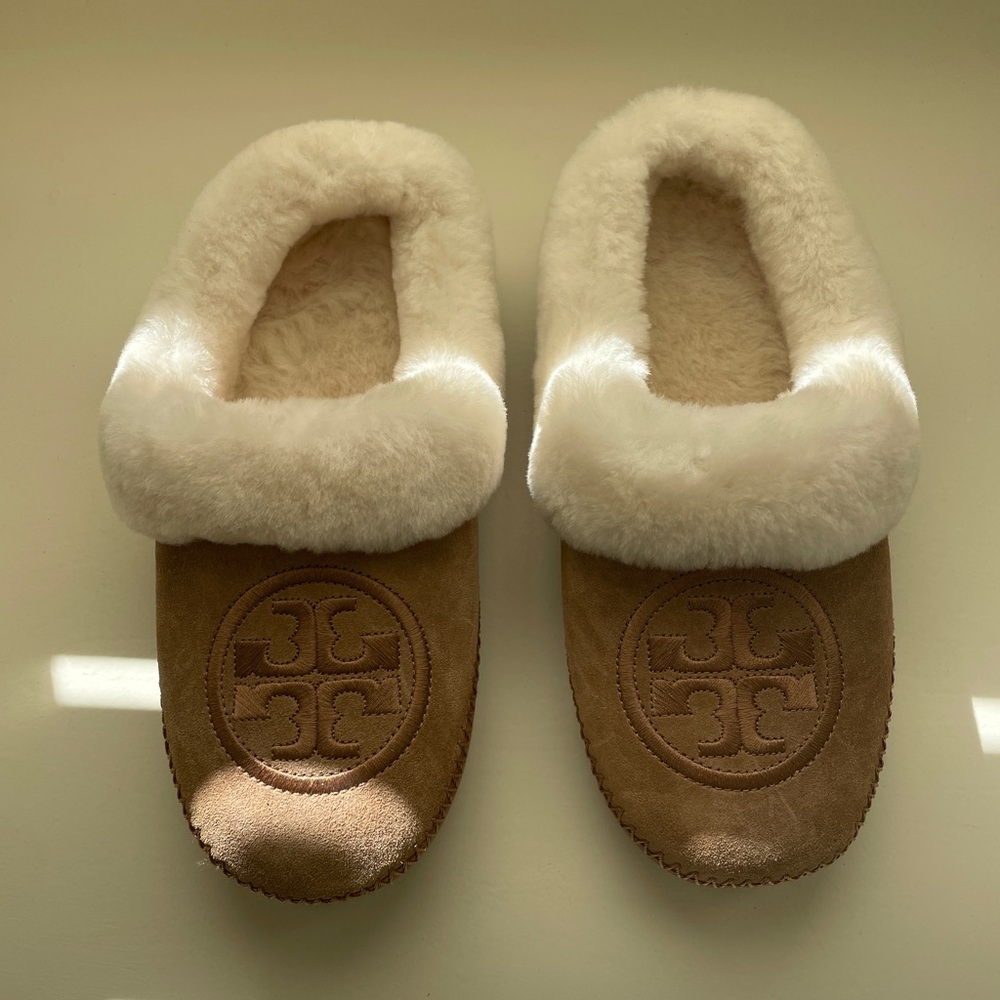 Tory Burch Brown Suede Slippers